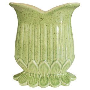 VTG Red Wing Pottery Vase Speckled Green M-1440 c1954 Scalloped Trim MCM USA